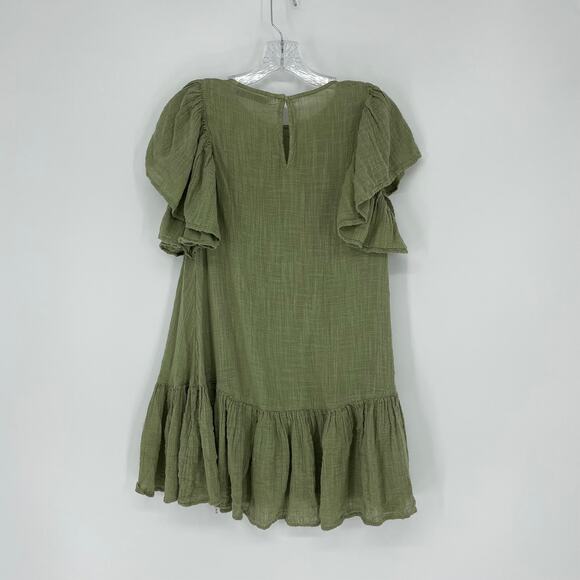 Zara Ruffle Sleeve Green Mini Dress Small - Picture 3 of 7